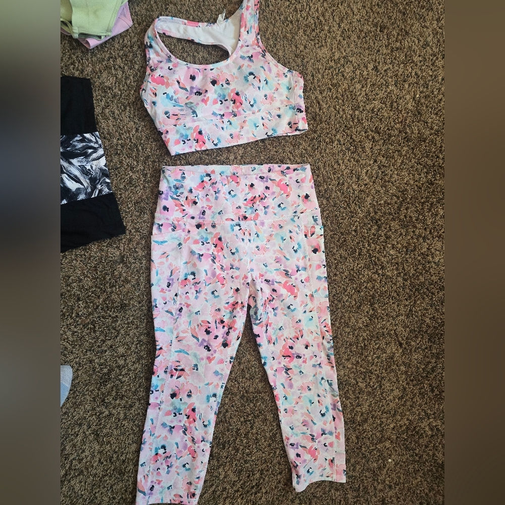 RBX Pink and Blue Floral Leggings